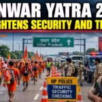 Traffic and security arrangements for Kanwar Yatra 2026 on a major highway in Uttar Pradesh.