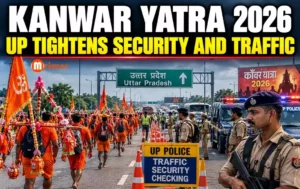 Traffic and security arrangements for Kanwar Yatra 2026 on a major highway in Uttar Pradesh.