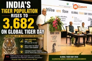 Union Environment Minister Bhupender Yadav addressing the Global Tiger Day 2026 celebrations in New Delhi.