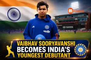 Vaibhav Sooryavanshi receiving his India cap before making his international debut against England