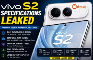 vivo S2 smartphone showcasing its curved AMOLED display and dual rear camera setup.