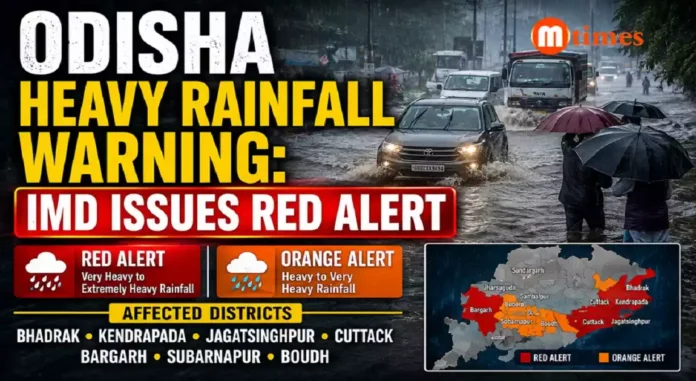 Heavy rainfall in Odisha as IMD issues red and orange weather warnings across several districts Heavy rainfall in Odisha as IMD issues red and orange weather warnings across several districts