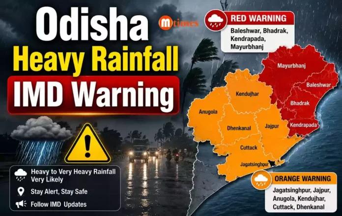 IMD heavy rainfall warning for Odisha districts