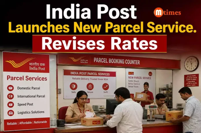 India Post parcel counter displaying parcel booking and delivery services after the revised tariff announcement.