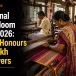 Indian handloom weavers working on traditional looms ahead of National Handloom Day 2026.