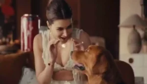Kriti Sanon in GIVA Raksha Bandhan jewellery advertisement featuring a pet dog