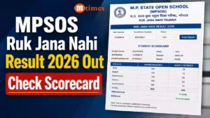 MPSOS Ruk Jana Nahi Result 2026 scorecard page for Class 10 and Class 12 students.