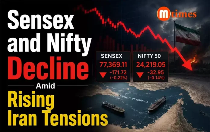 Sensex and Nifty decline amid rising Iran tensions and Strait of Hormuz concerns