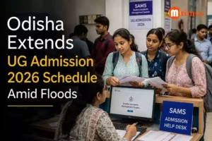 Students at a college admission help desk during the Odisha UG admission process under SAMS.