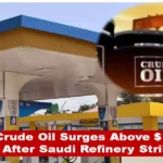 Crude oil price surge following a reported missile strike on a Saudi Arabian refinery