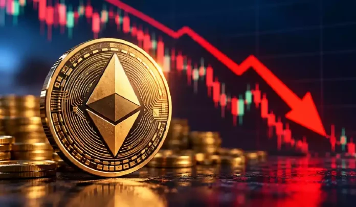 ethereum-price-decline-india-crypto-market Ethereum cryptocurrency logo representing the decline in Ether prices and market uncertainty