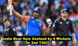 Tilak Varma celebrates his half-century during India's second T20I match against New Zealand in Christchurch.