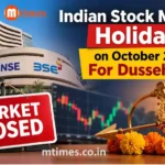 Indian stock market holiday on October 20, 2026, for Dussehra, with NSE, BSE and MCX trading information