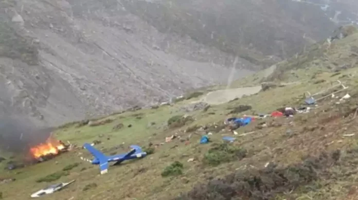 Helicopter crash site near Hathi Parvat in Uttarakhand's Chamoli district